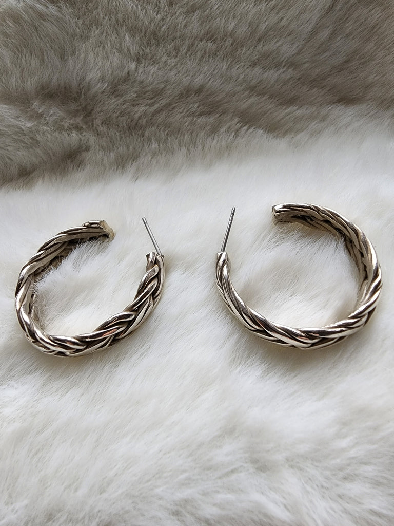 Braided Hoop Earrings in Sterling Silver, Silver or Gold or Rose Gold, –  Silver Rain Silver